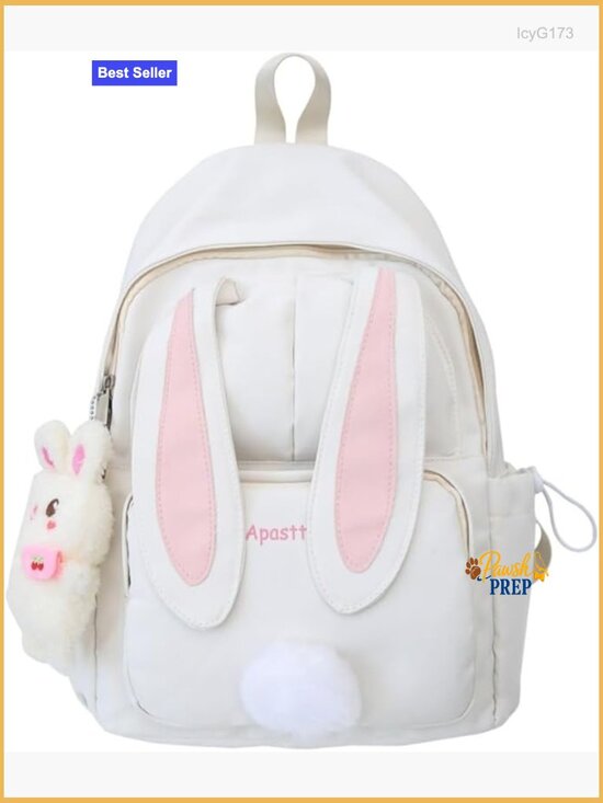 Kawaii Bunny Ear Backpack Daypack School Bookbag with Pendant main image 5